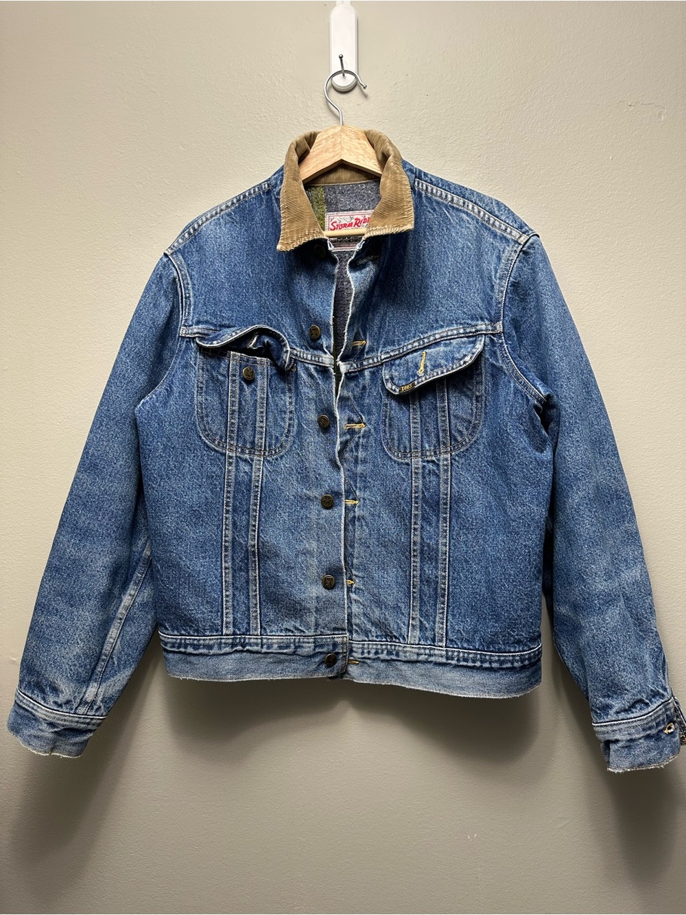 Vintage Lee Storm Rider Denim Jacket Blanket Lined Size 40